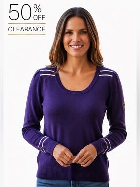 Purple Sweater with White Stripes - made in Italy